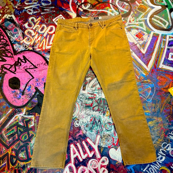 Y2K Volcom Solver Modern Straight Jeans Men’s 38 Khaki Tan - Picture 1 of 10